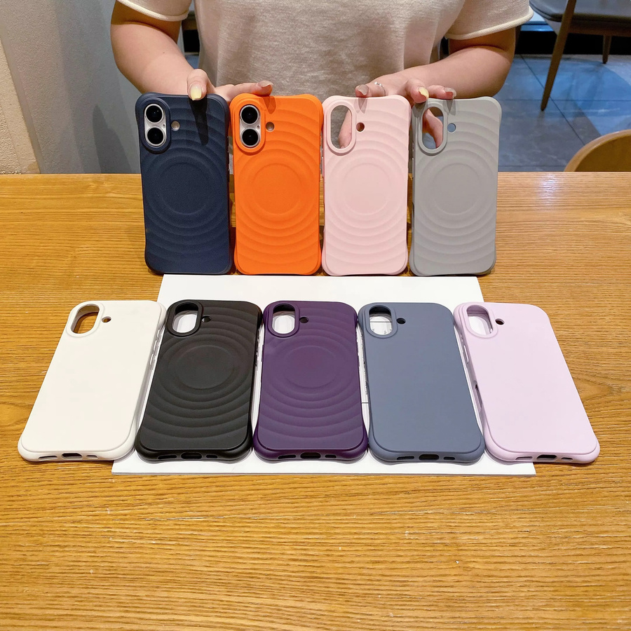 Magnetische Hülle mit minimalistischer 3D-Wellen-Textur für Apple iPhone 17 Air, 16e Plus, 15, 14, 13 Pro Max in Schwarz, MagSafe kompatibel und stoßfest - Bild 3