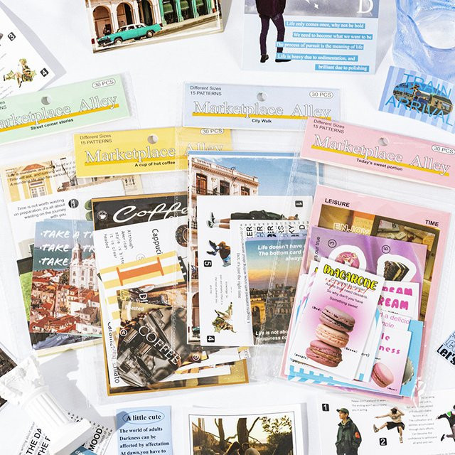 Urban Street View Sticker Set mit 26 Aufklebern und 2 Postkarten in Multicolour für dein DIY Tagebuch und Scrapbook - Bild 1