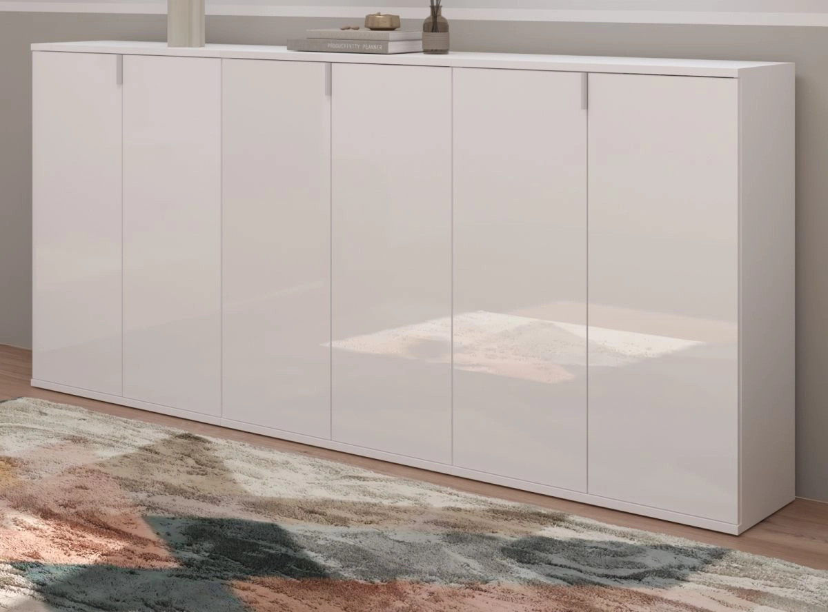 Inn.Furn Sideboard SystemX Weiß Hochglanz 6-türig B/H: 183 x 99 cm - Bild 1