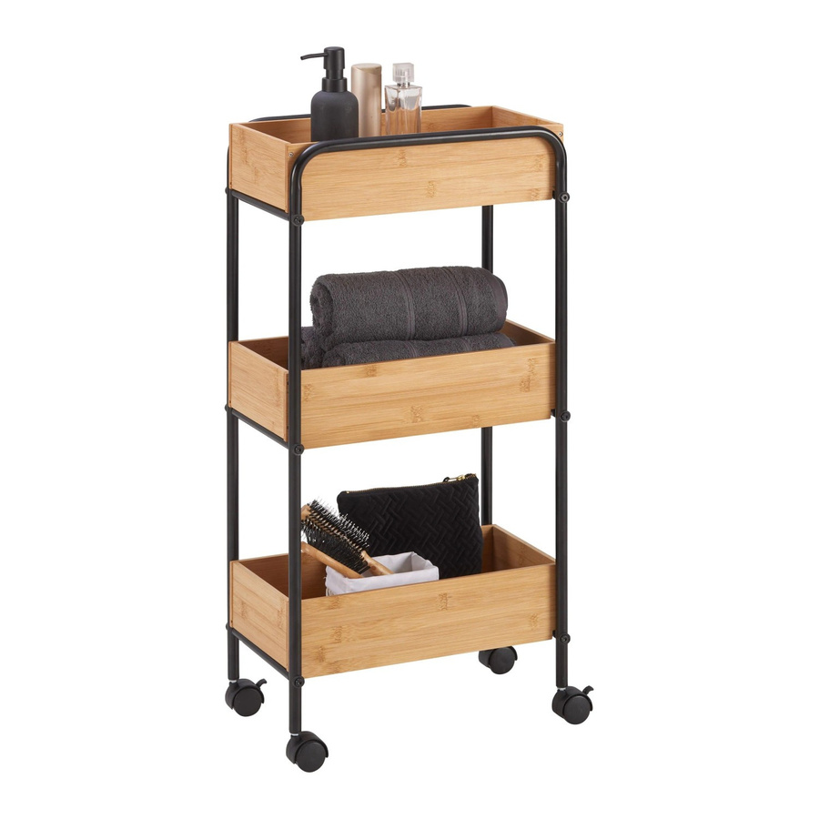 Mömax Allzweckwagen Vicky in Naturfarben und Schwarz aus Bambus und Metall mit Rollen, B/T/H: 81,5 x 40,0 x 23,0 cm - Bild 2