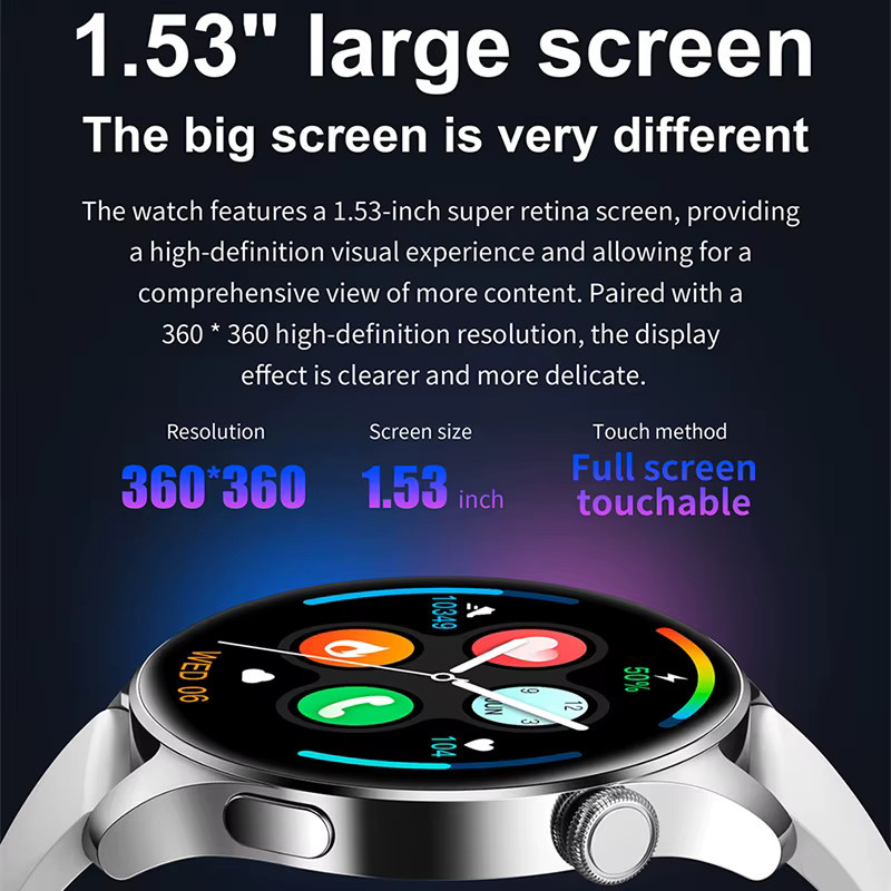 Jooeniok Smartwatch, Edelstahl, Silber, Herren, 44 mm, wasserfest - Bild 4