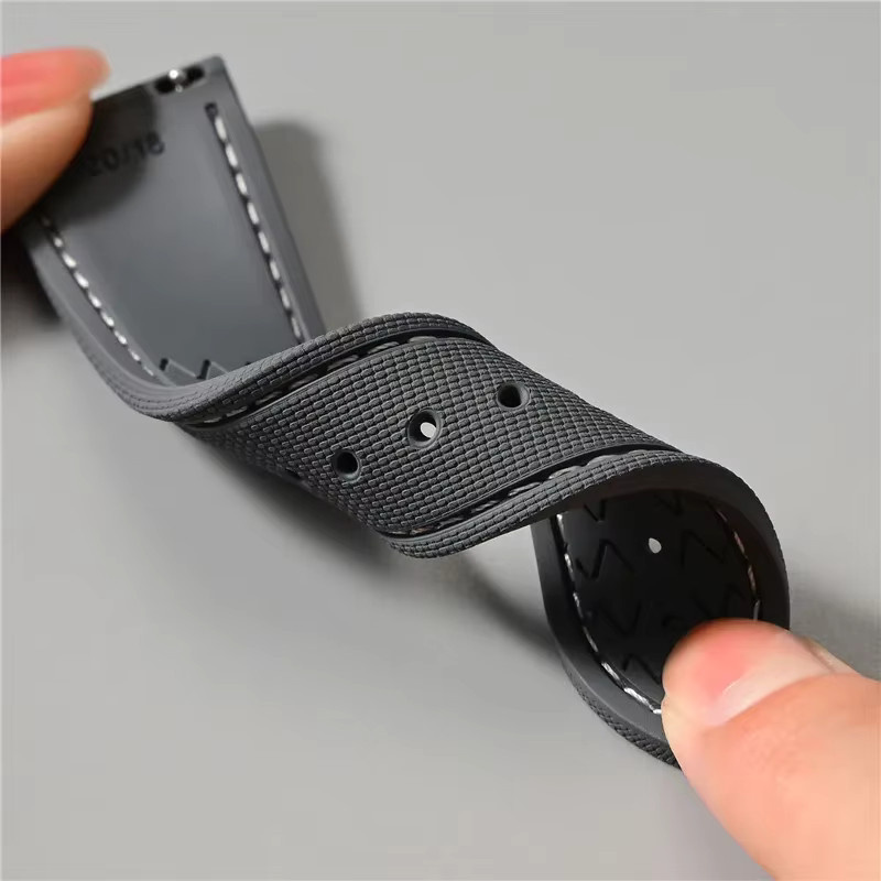 olevo Uhrenarmband Fluorkautschuk, Schwarz, Unisex - Bild 3
