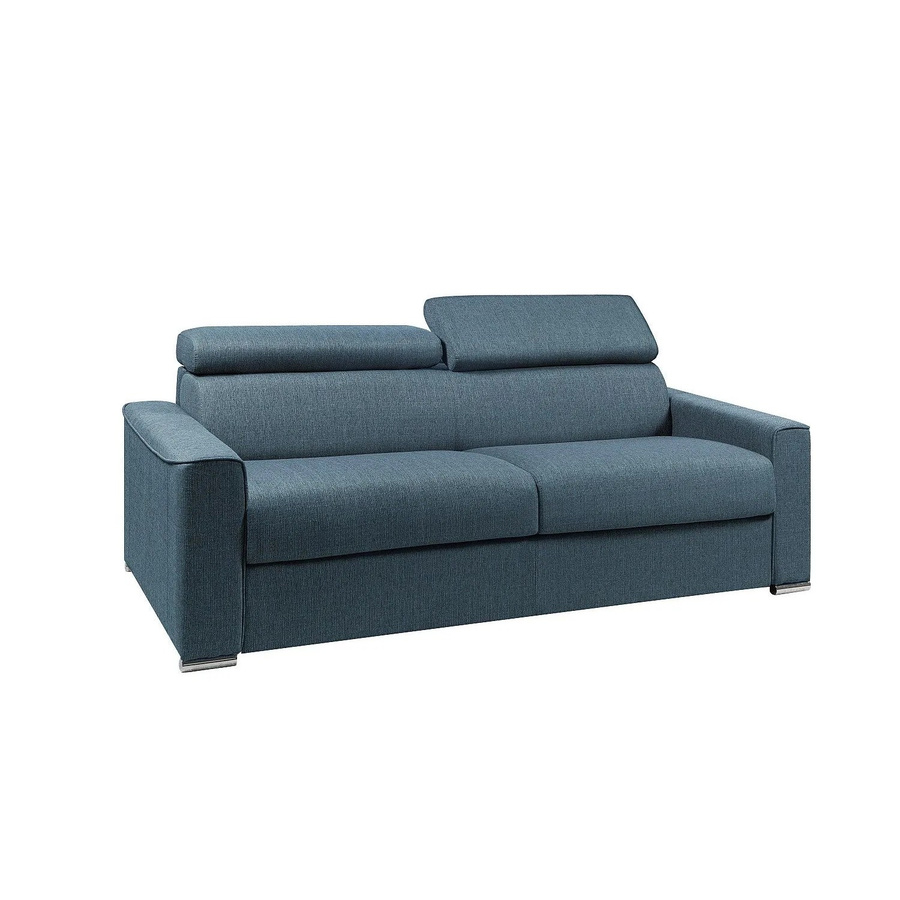Schlafsofa Vizir von Vente-unique in Blau, modernes Polstersofa mit verstellbarer Kopfstütze, Breite: 216 cm - Bild 2