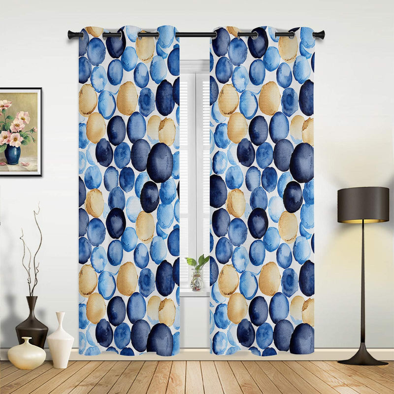 Luxus Aquarell Makronen Vorhang von Super Six in Grau, halbtransparentes Dekovolt für Wohnzimmer, Schlafzimmer und Küche, Breite: 135 cm, Höhe: 60 cm - Bild 3