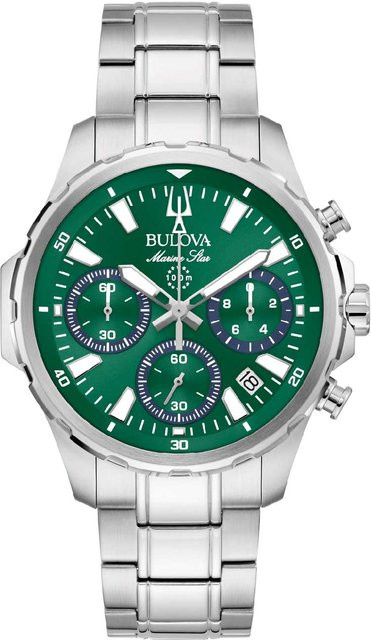 Bulova Chronograph Herrenuhr, Quarz, Edelstahl, Grün, 43 mm, 10 ATM - Bild 1