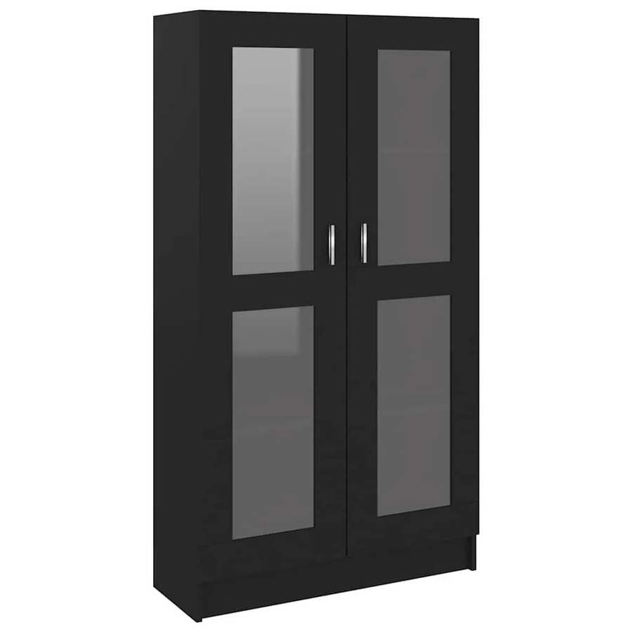 vidaXL Vitrinenschrank Schwarz mit Glastüren aus Holzwerkstoff und Glas, B/T/H: 82,5 x 30,5 x 150 cm - Bild 2
