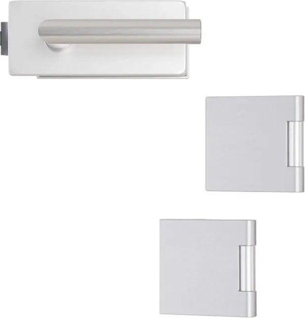 Hansaglas Glastürbeschlag Studio/Office Eckig, unverschließbar, Aluminium Silber - Bild 1