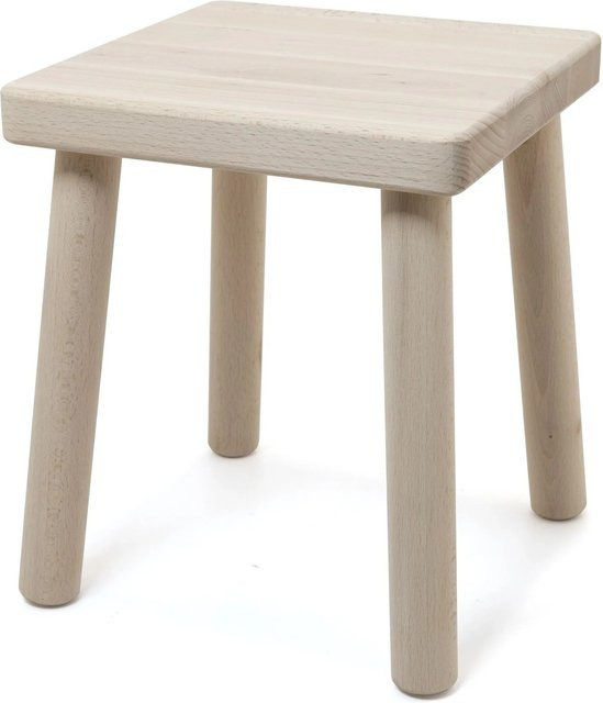 HolzFee Kinderhocker aus Buchenholz naturbelassen in Beige, B/T/H: 30 x 25 x 30 cm - Bild 1