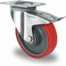 CASCOO Lenkrolle Serie N2U6 mit Totalfeststeller und Kugellager, Durchmesser: 160 mm, verzinkter Stahl und Kunststoff, mehrfarbig - Bild 1
