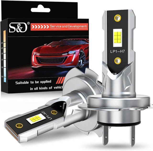 H7 LED Scheinwerfer-Kit 2 Stücke 20000LM 30W CSP 3570 Mini-Birnen für Autoscheinwerfer und Nebellampen Canbus lüfterlos 6000K Silber - Bild 1