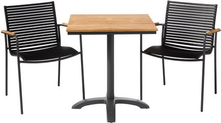 Cinas Gartenmöbelset Mood aus Teakholz in Schwarz und Anthrazit, 3-teilig mit 2 Sitzplätzen - Bild 1