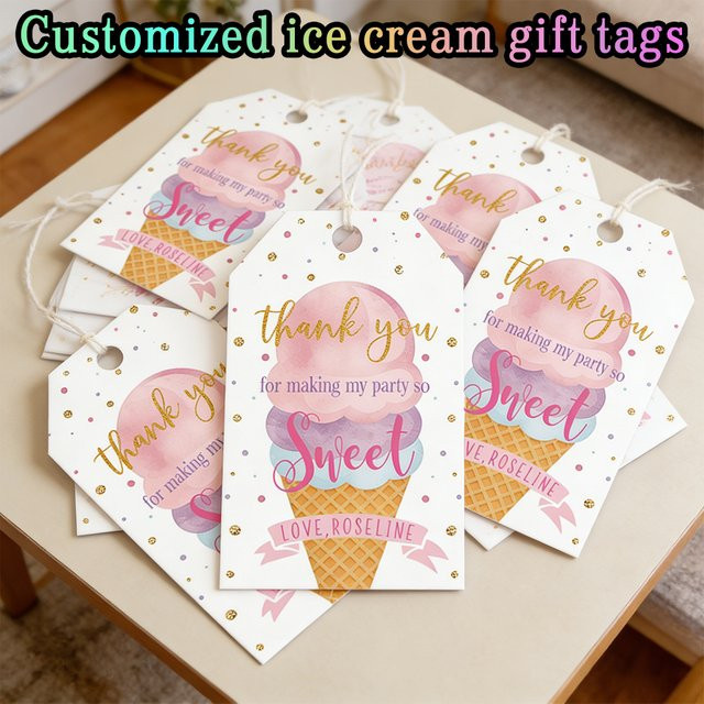 Personalisierter WEIGAO Eiscreme-Hangtag aus Papier in Mehrfarbig für Geburtstagsfeiern und Party-Souvenirs - Bild 1
