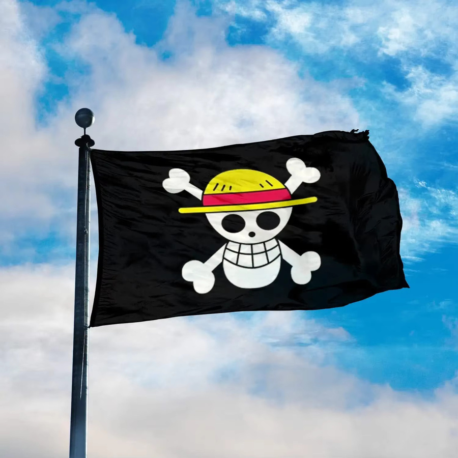 Bandai One Piece Piraten-Totenkopf-Flagge Wanddekoration Schwarz B: 150 cm, H: 90 cm - Bild 6