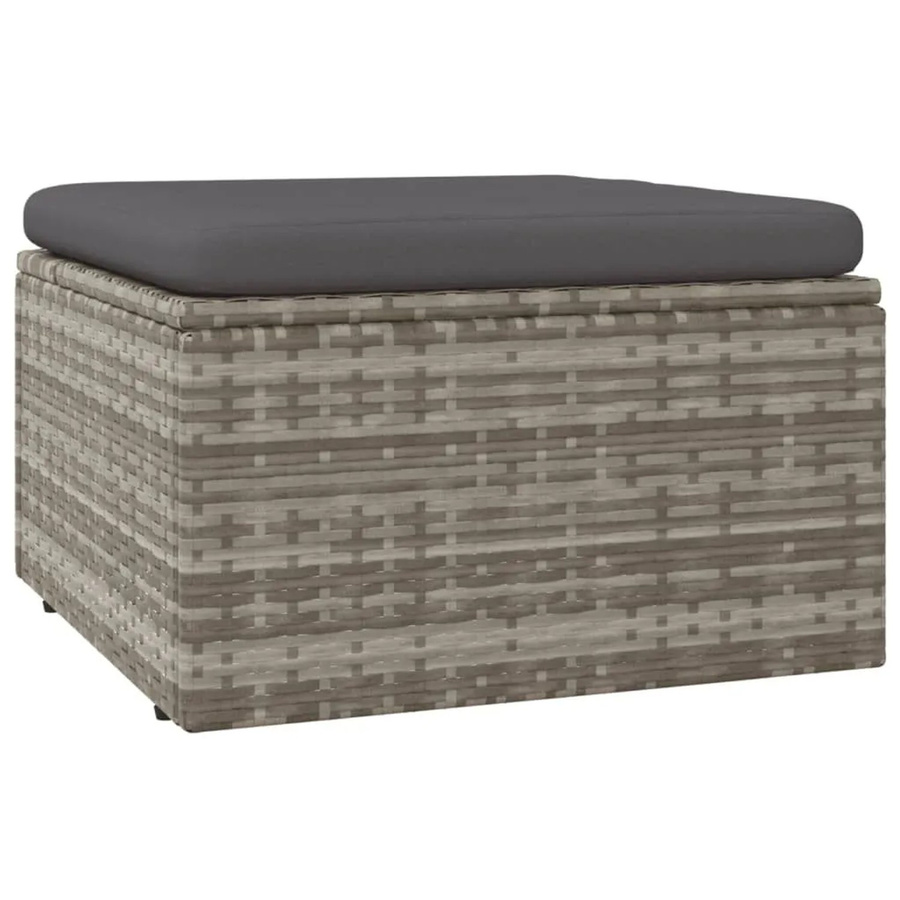 vidaXL Gartenhocker aus Polyrattan mit Kissen in Grau, B/T/H: 55 x 55 x 30 cm - Bild 2