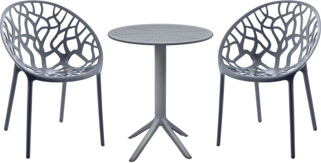 Hoscana Sitzgruppe Set mit Tisch und 3 Stühlen, moderner Stil, Gestell schwarz, ideal für Esszimmer und Wohnküche - Bild 1