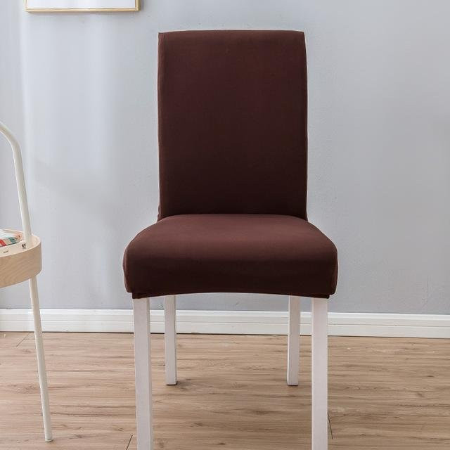 Yiran Furniture Elastischer Stuhlbezug für Esszimmerstühle, Waschbarer Polsterbezug aus Polyester und Elasthan, Braun - Bild 1