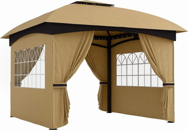 Outsunny Pavillon aus verzinktem Metall und Polyester in Beige, B/T/H: 335 x 335 x 285 cm - Bild 1