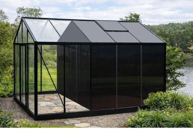 Bloomcabin Gewächshaus Klassik in Schwarz mit integriertem Stauraum, Sicherheitsglas und Belüftungssystem - Bild 1