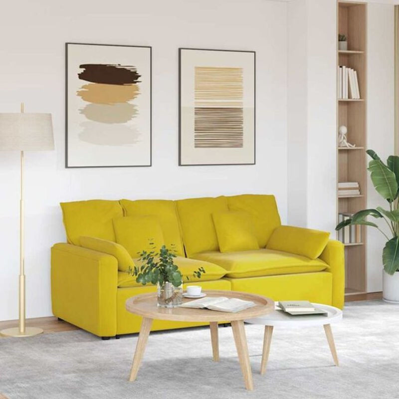 Modulares Sofa vidaxl in Gelb aus Samt mit Metallgestell im modernen Design - Bild 1