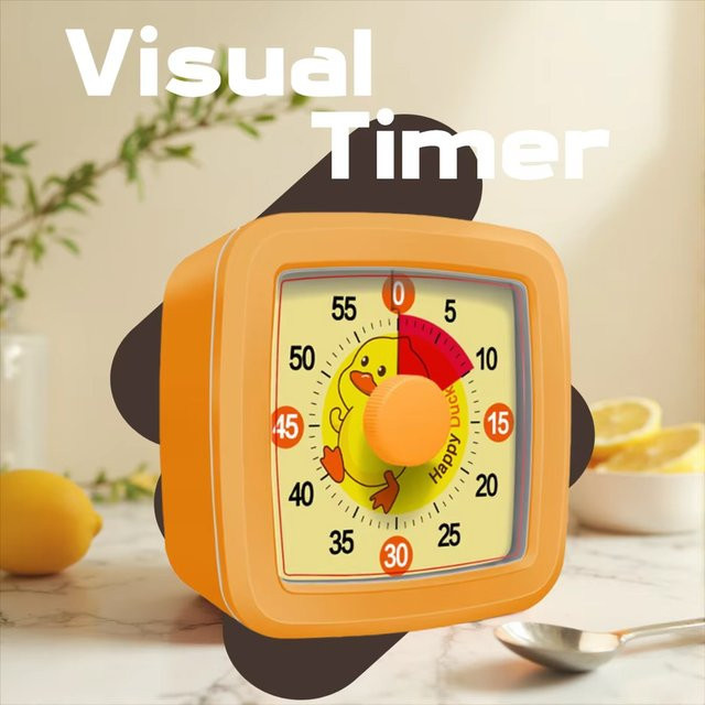 Visueller Timer mit Cartoon-Tier in Orange für Zeitmanagement und Selbstdisziplin, 60 Minuten Countdown für Schüler und zum Lernen - Bild 1