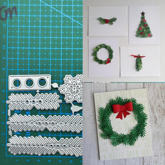 Metall Stanzform Weihnachtsbaum Kiefer und Nadelkegel für Scrapbooking und Kartenherstellung - Bild 1
