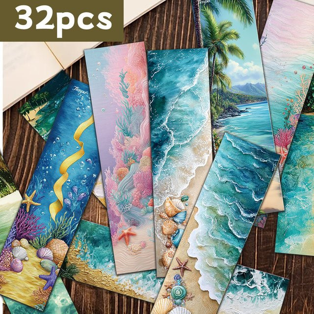 32 Stück tlenpo Lesezeichen mit tropischem Ozean-Blumen-Design in Multicolour aus Papier - Bild 1