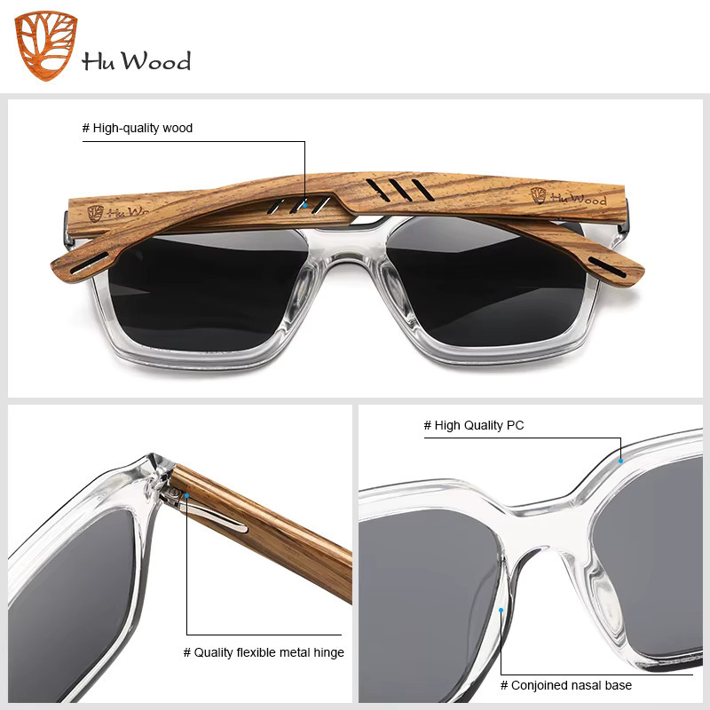 HU WOOD GR8061 Sonnenbrille, Vollrand, polarisiert, Unisex, blau, transparent - Bild 4