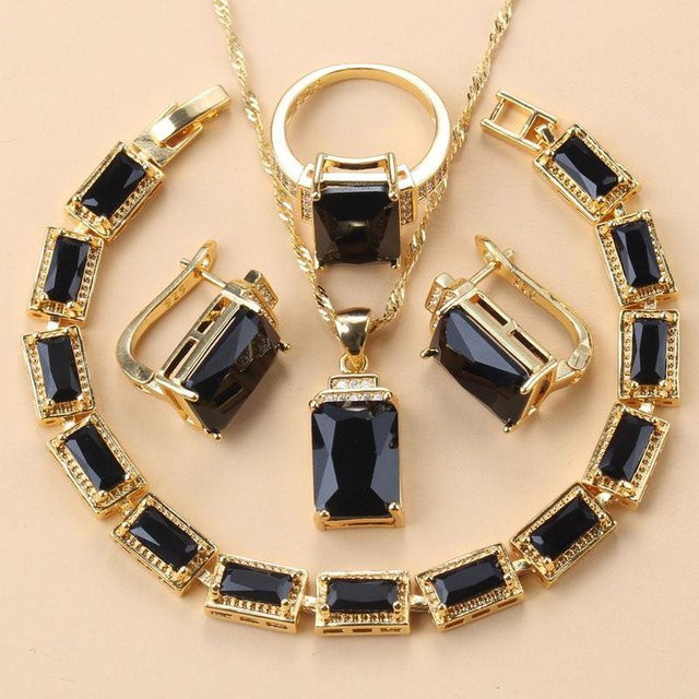 Schmuckset Messing, Gold, Zirkonia, Damen - Bild 1