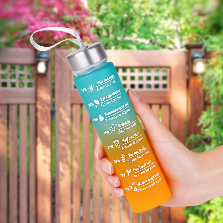 WIFEFUN Wasserflasche mit Zeitmarkierung, BPA-frei und auslaufsicher, 300 ml, Farben: Blau, Gelb, Mehrfarbig - Bild 4