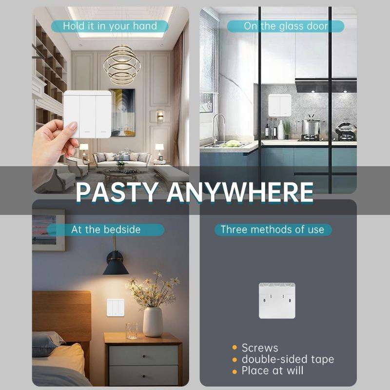 YJMP Smart Home Drahtloser Lichtschalter mit 433MHz Fernbedienung, 1/2/3fach Wand-Beleuchtungsschalter für LED Lampen, 1 Receiver und 2 Schalter, 10A, 220V - Bild 4