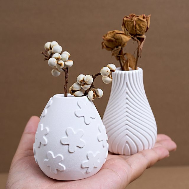 UDOCOOL Silikonform für DIY Vasen im Boho-Stil mit Blumenmuster für Gips, Harz oder Keramik, Farbe: Weiß - Bild 1