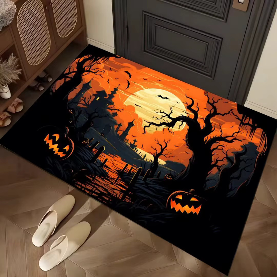 VIKAMA Halloween-Teppich im Gothic-Stil, wasserabsorbierende und schmutzabweisende Bodenmatte für das Badezimmer, Multicolour, B/T/H: 40 x 30 x 1 cm - Bild 1