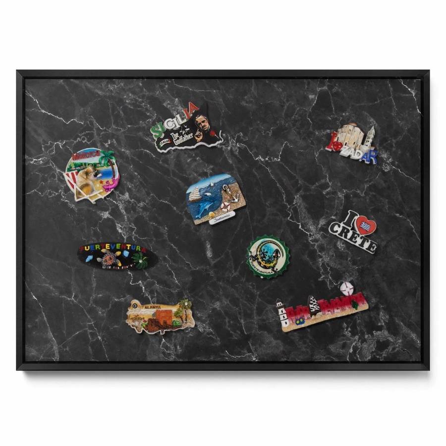 Tulup Magnettafel aus Blech in Schwarzer Marmor Optik mit schwarzem Rahmen, B: 70 cm, H: 50 cm - Bild 2