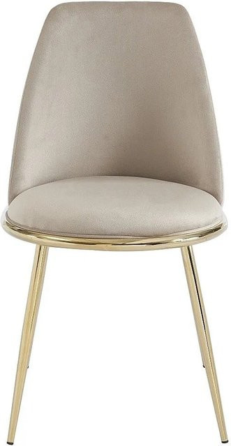 Vente-unique Stuhl Nebina in Beige aus Samt mit Metallgestallt, Breite: 48 cm, Tiefe: 48 cm, Höhe: 48 cm - Bild 1