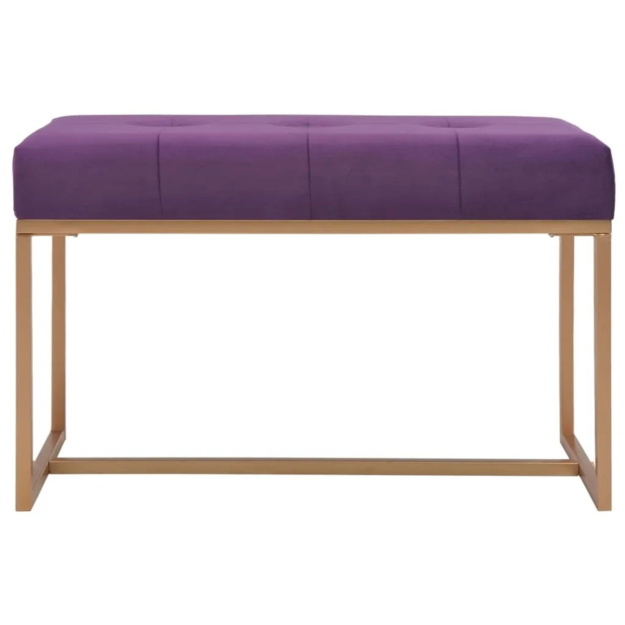 vidaXL Bank aus Samt in Lila mit goldenen Metallbeinen, Breite: 80 cm, Höhe: 51 cm, Tiefe: 36 cm - Bild 2