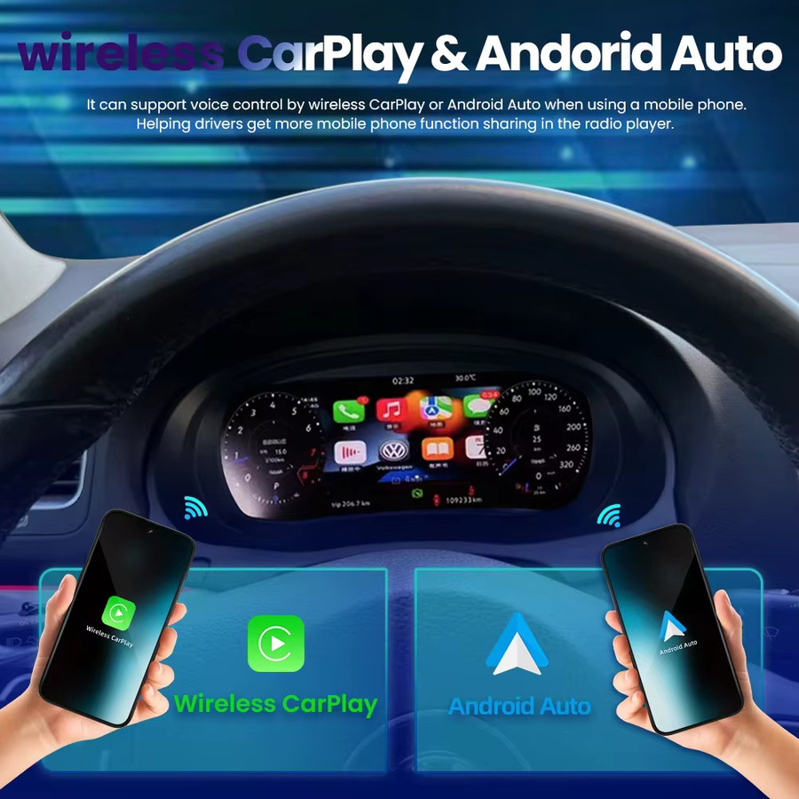 BONROAD Digital Dashboard Cluster 12,3 Zoll mit Wireless CarPlay und Android Auto für VW Golf 7 MK7 2013-2020 in Schwarz - Bild 3