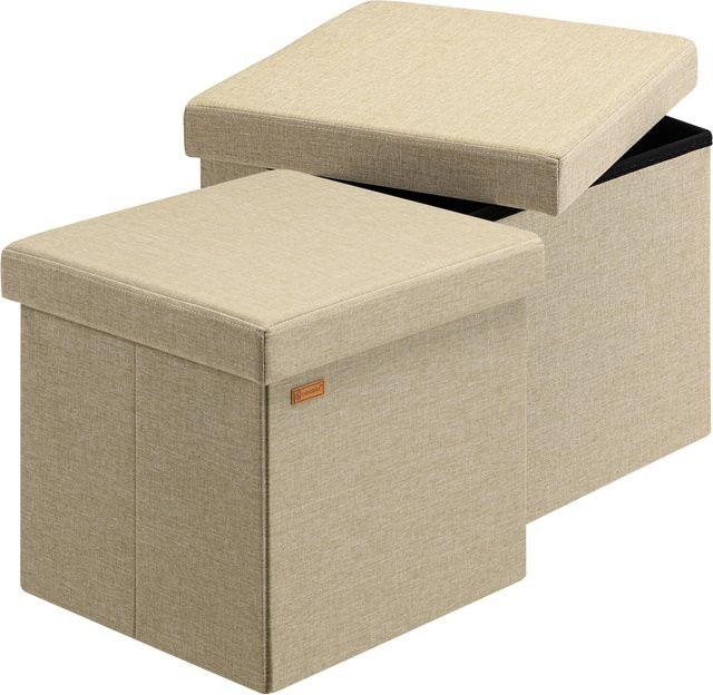 Casaria 2er-Set Sitzhocker Cube in Beige mit abnehmbarem Bezug, B/T/H: 38 x 38 x 38 cm - Bild 1