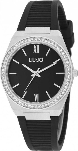 LIU-JO Damenuhr, Quarz, Edelstahl, 35 mm, Silikon, Schwarz, Silber - Bild 1