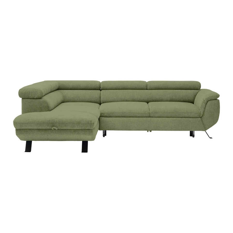 Mömax Ecksofa Raven in Olivgrün mit verstellbarer Kopfstütze und Lift-up-Sitzfunktion, L-Form linksseitig - Bild 2