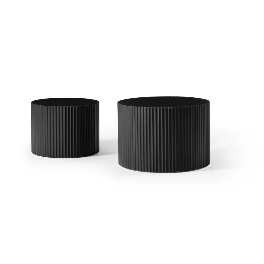 okwish Nesting Couchtisch Set aus MDF in Schwarz, rund und modern, B/T/H: 60 x 60 x 40 cm - Bild 2