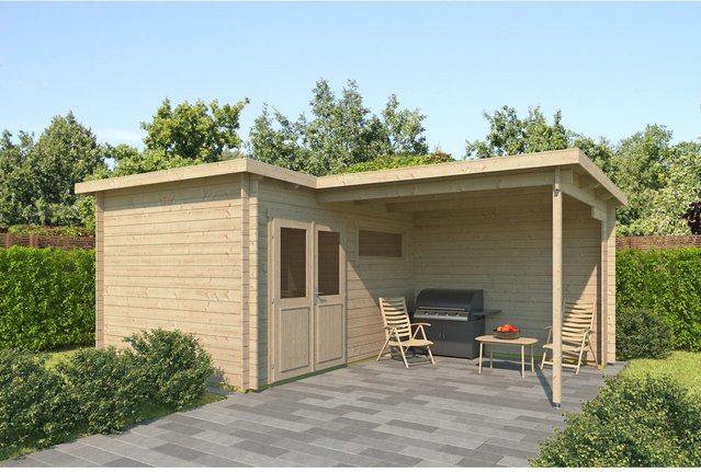 Fjordholz Gartenhaus Modell Lola 28 Log Cabin Unbehandelt in Beige - Bild 1
