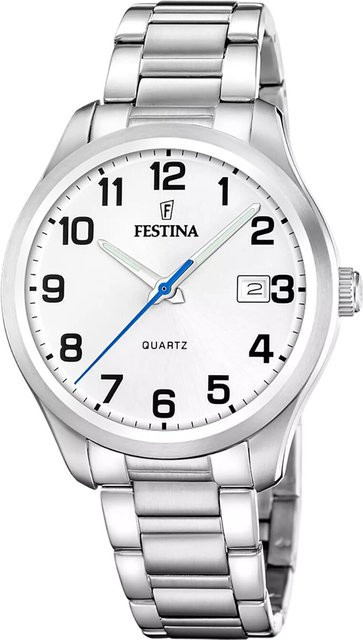 Festina Herrenuhr, Quarz, Edelstahl, 42 mm, Weiß, 5 ATM - Bild 1
