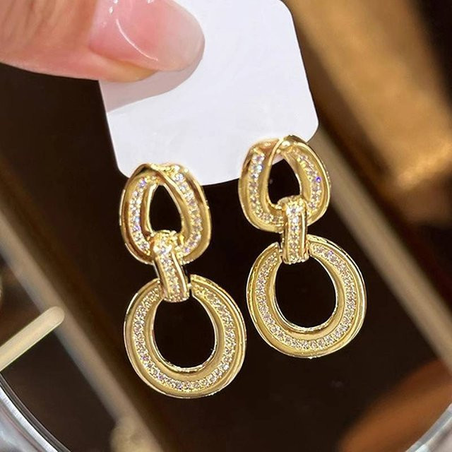 Huitan Tropfenohrringe, Gold, Zirkonia, Damen - Bild 1