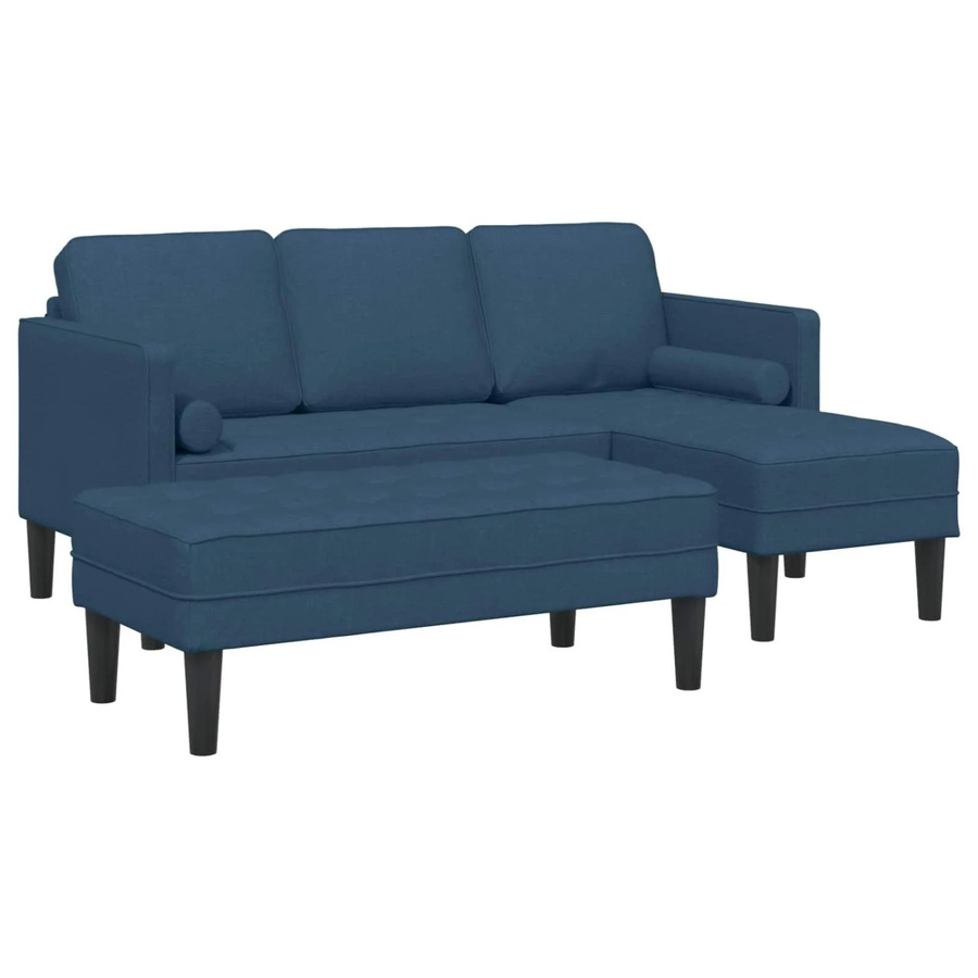 vidaXL Sofa Set L-Form in Blau mit 2 Kissen, Polster-Ecksofa aus Polyester mit wendbarer Sitzfläche - Bild 2