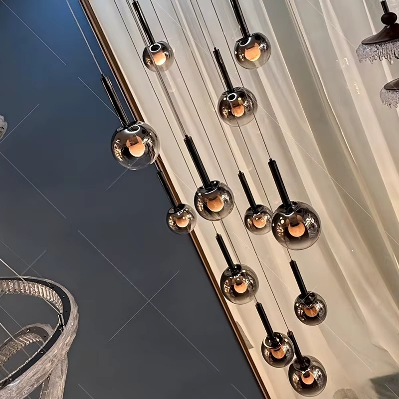 Yushe Pendelleuchte im skandinavischen Design mit transparentem Glasschirm für Wohnzimmer und Flur - Bild 2