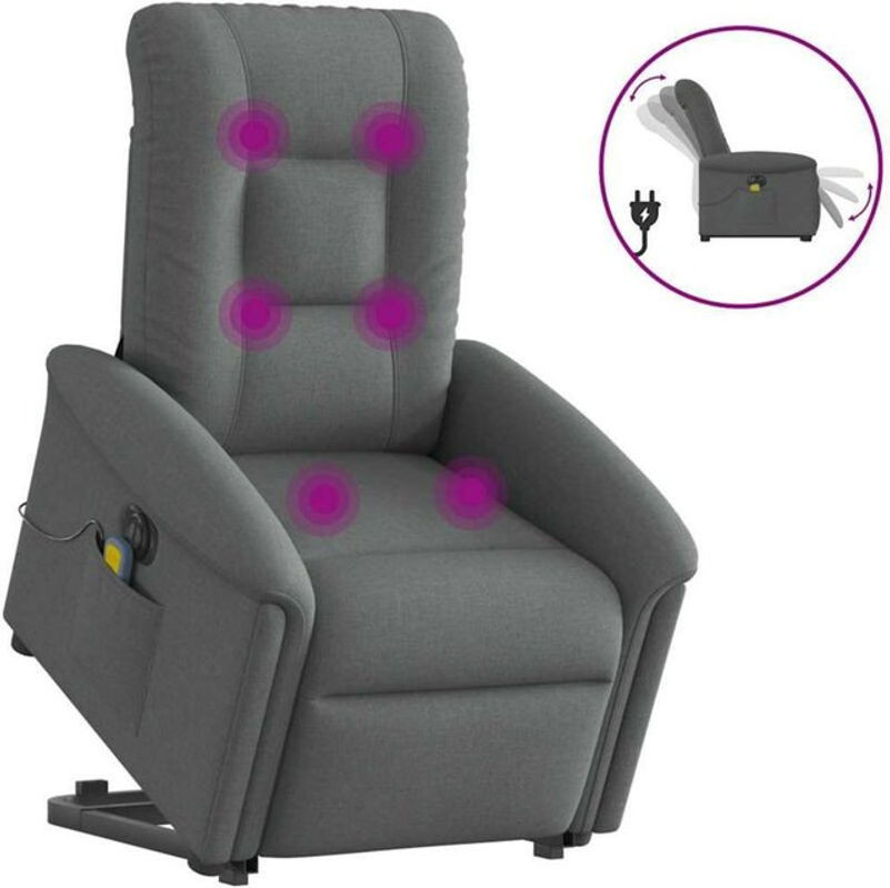 Vidaxl Elektrischer Massagesessel mit Aufstehhilfe in Anthrazit und Grau aus Stoff - Bild 1