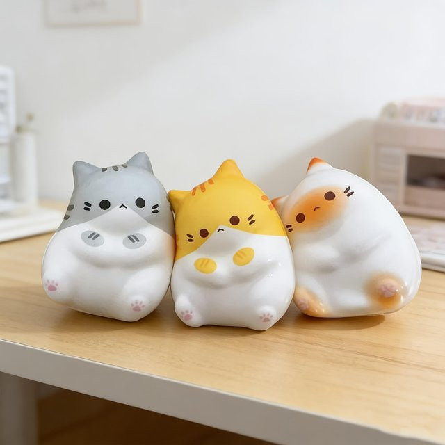 BC Pet Supplies Cartoon-Katzen-Quetschspielzeug in Multicolour, weiches Slow Rising Stressball-Ornament für deinen Schreibtisch - Bild 1