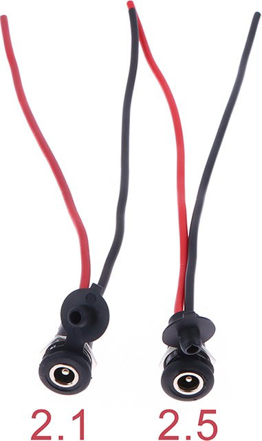 DC Power Anschluss Buchse mit Kabel Schwarz 5,5 x 2,1 mm und 5,5 x 2,5 mm für hohe Stromstärken - Bild 1