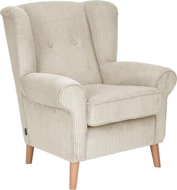 Max Winzer Ohrensessel Anton Lounge Sessel Beige mit Stoffbezug und Buchenholzgestell B/T/H: 99,0 x 88,0 x 94,0 cm - Bild 1