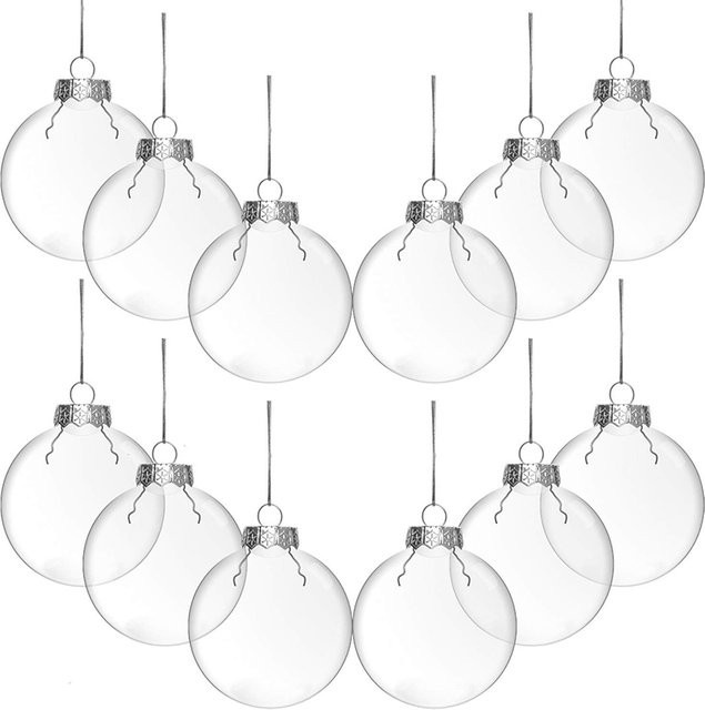 6er Set ZQNYCY Weihnachtskugeln aus transparentem Kunststoff, befüllbare Weihnachtsbaum-Anhänger zur Dekoration - Bild 1